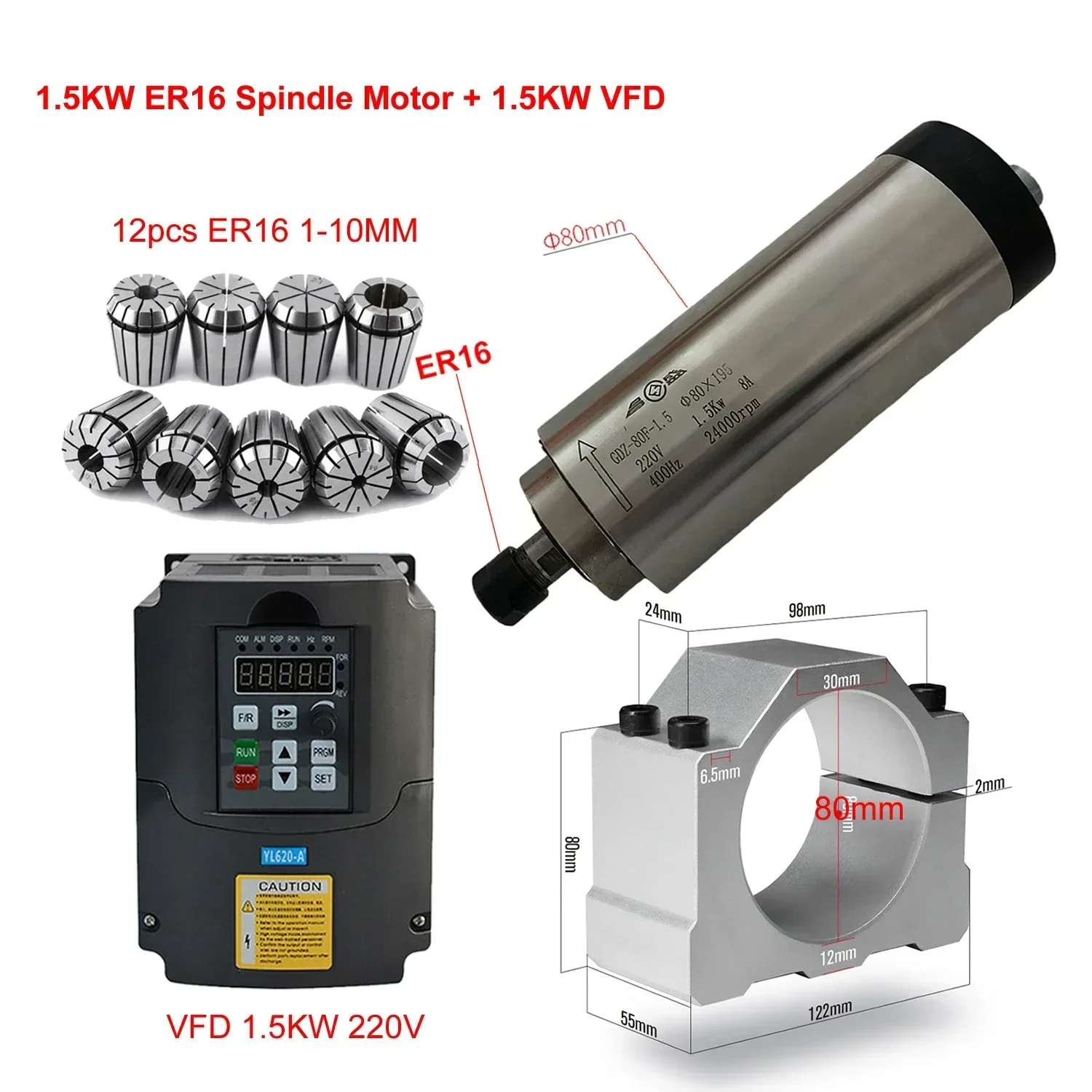 CNC Air Cooled 800W 1500W 2200 - Er20 Collet Chuck Spindle Motor 220V ulasan dan harga