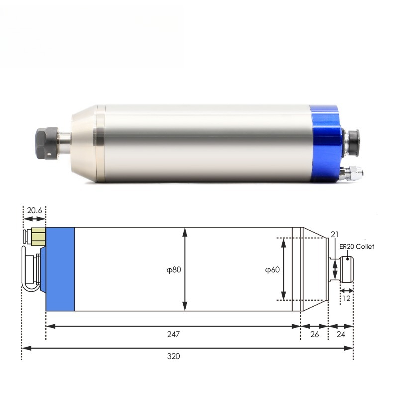 2.2kw ER20 D80 12000rpm/24000r - 2.2Kw Water Cooled Spindle Kit Vfd ulasan dan harga