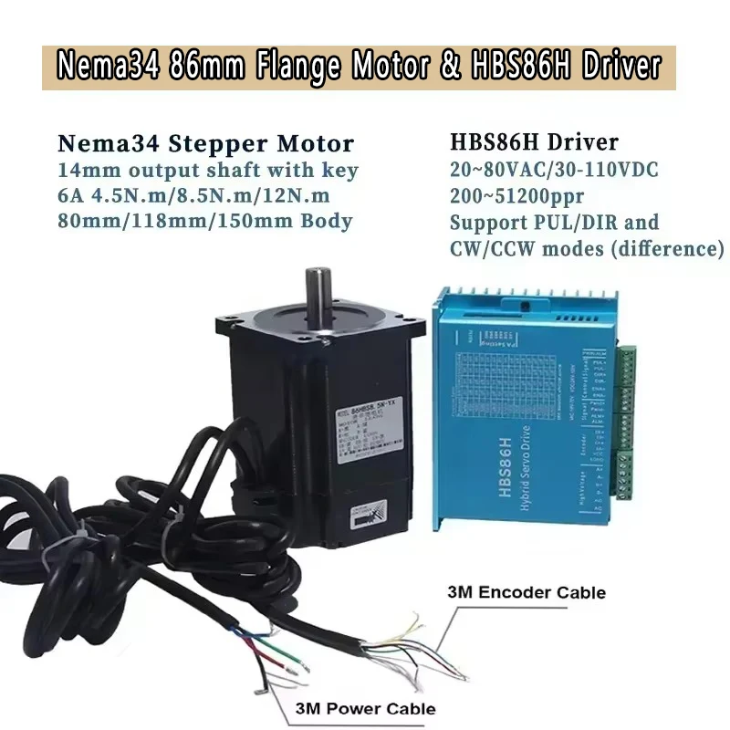 Nema34 86mm Closed Loop Steppe - Hybrid Servo Driver Nema 34 8.5Nm ulasan dan harga