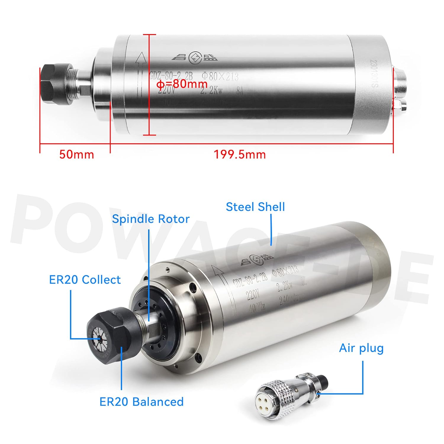 2.2KW 110V or 220V 8A GDZ-80-2 - 2.2Kw Water Cooled Spindle Kit Vfd ulasan dan harga