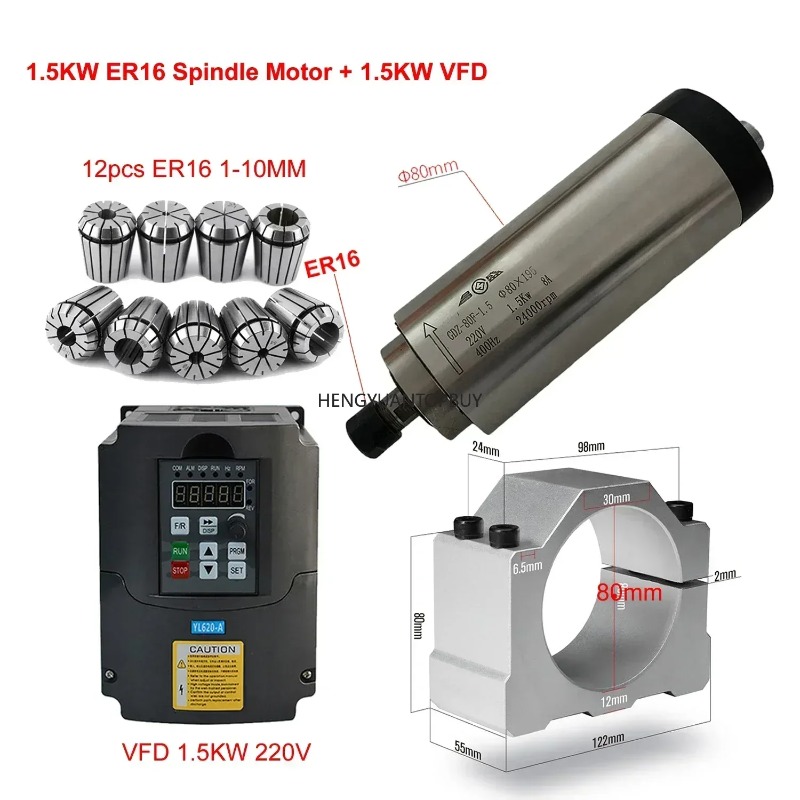 Air Cooled 800W 1500W 2200W Sp - Er20 Collet Chuck Spindle Motor 220V ulasan dan harga